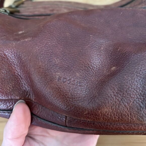 Fossil Brown Genuine Leather Crossbody Bag Purse - Picture 3 of 15